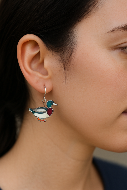 GGO Mallard Duck Dangle Earrings