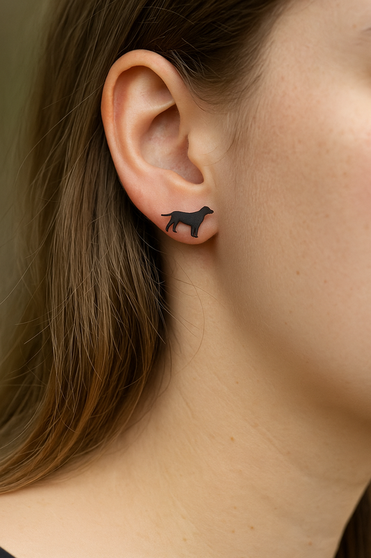 GGO Black Lab Silhouette Studs